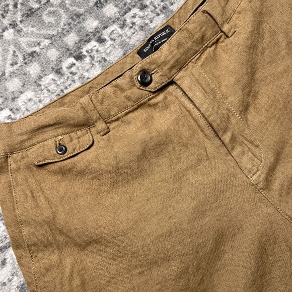 Banana Republic Linen Blend Shorts Men's 35 Tan 7" Inseam Pockets Chino - Picture 2 of 8